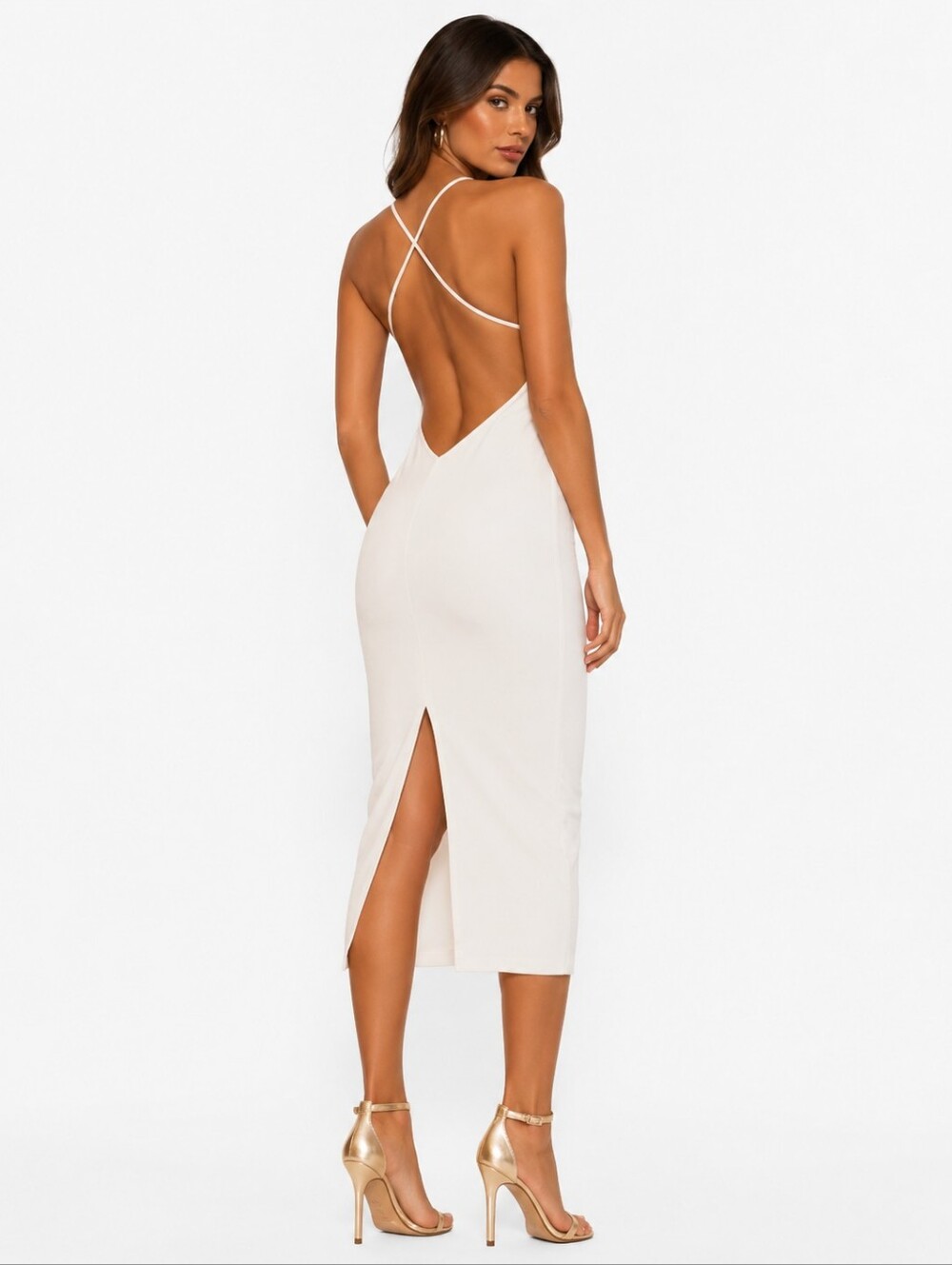 Katie May White Open Back Midi Bodycon Dress Size M - Picture 2 of 6